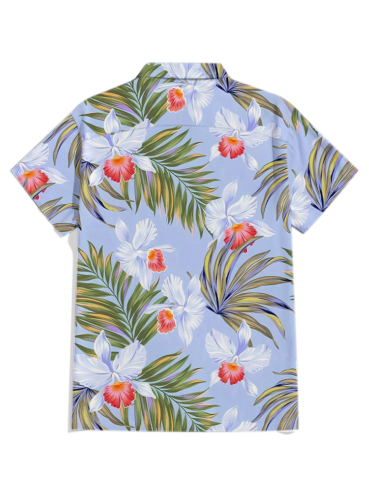 Men'S Hawaiian Plants Flowers Printed Cuban Collar Shirt