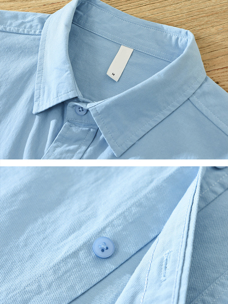 Men'S Plain Cotton Linen Shirt