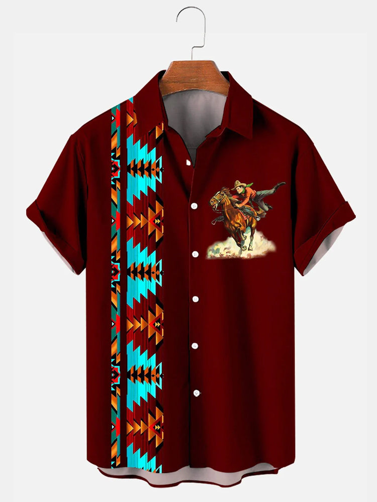 Men'S West Cowboy Print Shirt