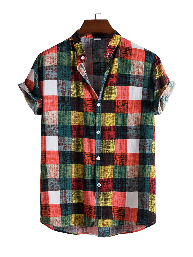 Men's Plaid Print Regular Sleeve Shirt