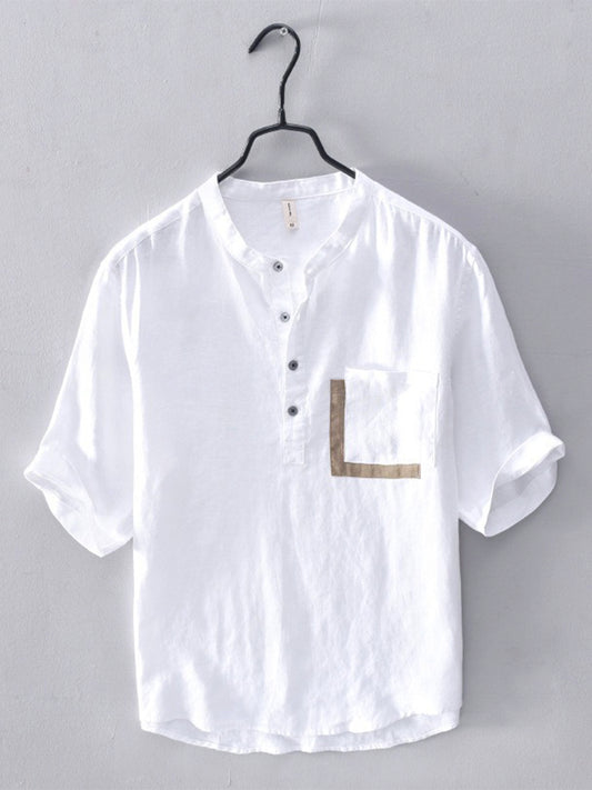 Men'S Cotton Linen Short Sleeve Shirts