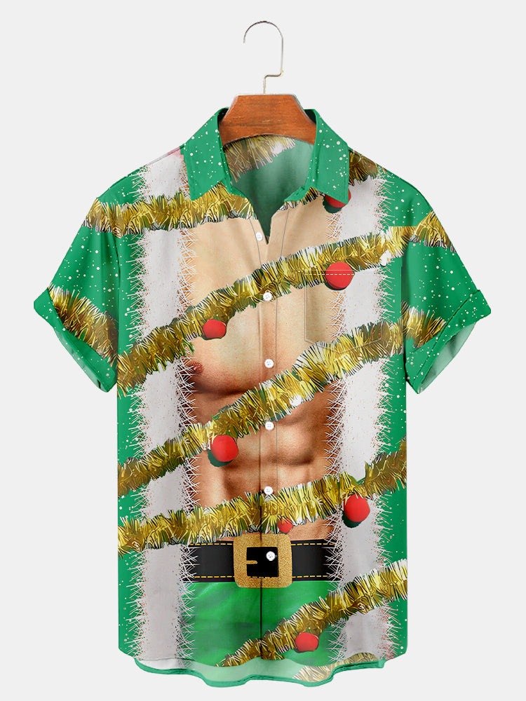 Men'S Christmas Tree Abs Printed Shirt