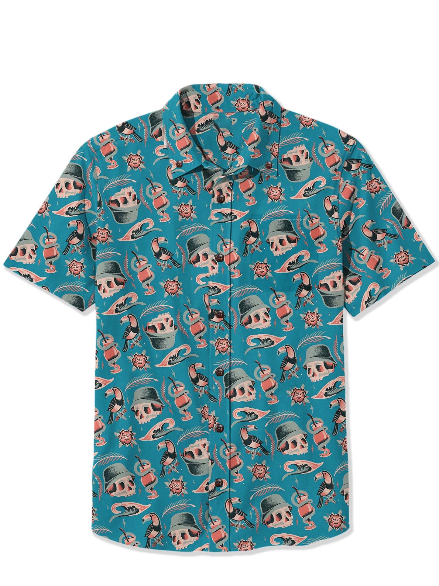 Men'S Toucan And Holiday Skull Printed Shirt