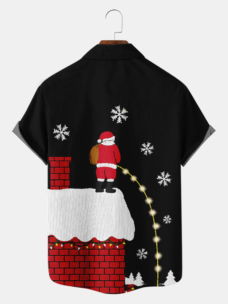 Men'S Merry Christmas Santa Printed Shirt