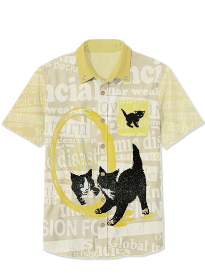 Men'S A  Cat Daily Life Printed Shirt